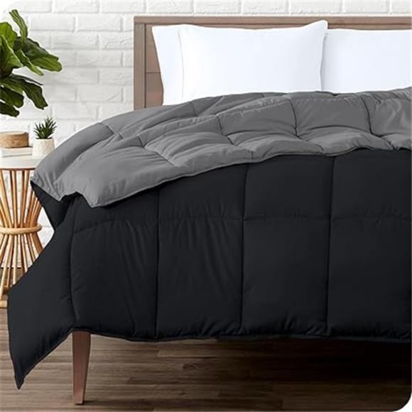 Queen Comforter - Reversible Colors - Goose Down Alternative - Ultra-Soft - Picture 1 of 7
